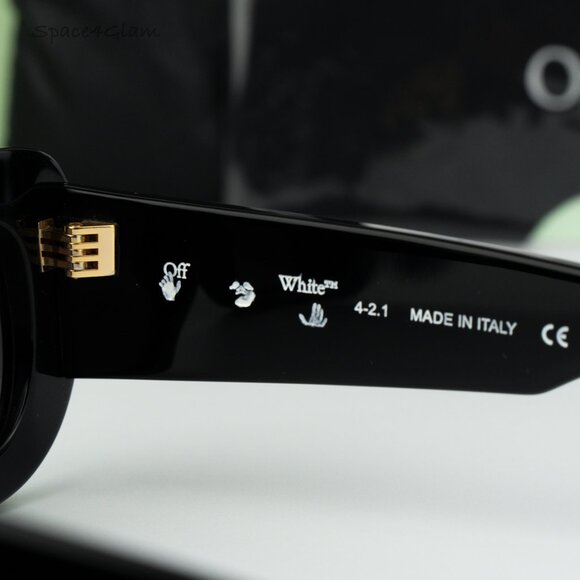 BRAND NEW Off-White CARRARA 007 Black Dark Grey Unisex Rectangular Sunglasses - Picture 7 of 11